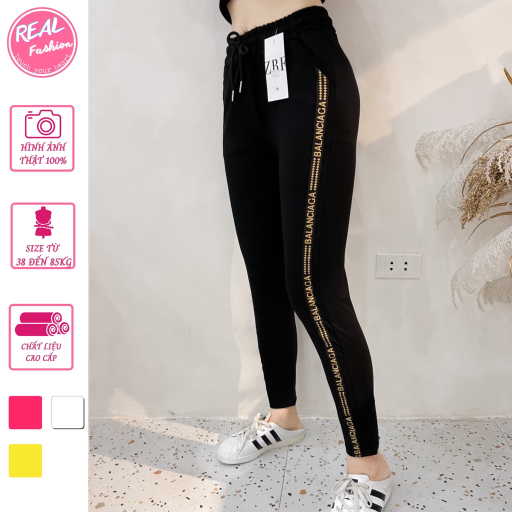 Quần jogger nữ, quần thể thao nữ phối sọc lưng chun co giãn thoải mái,chất liệu dày dặn bigsize đến 85kg- Real Fashion