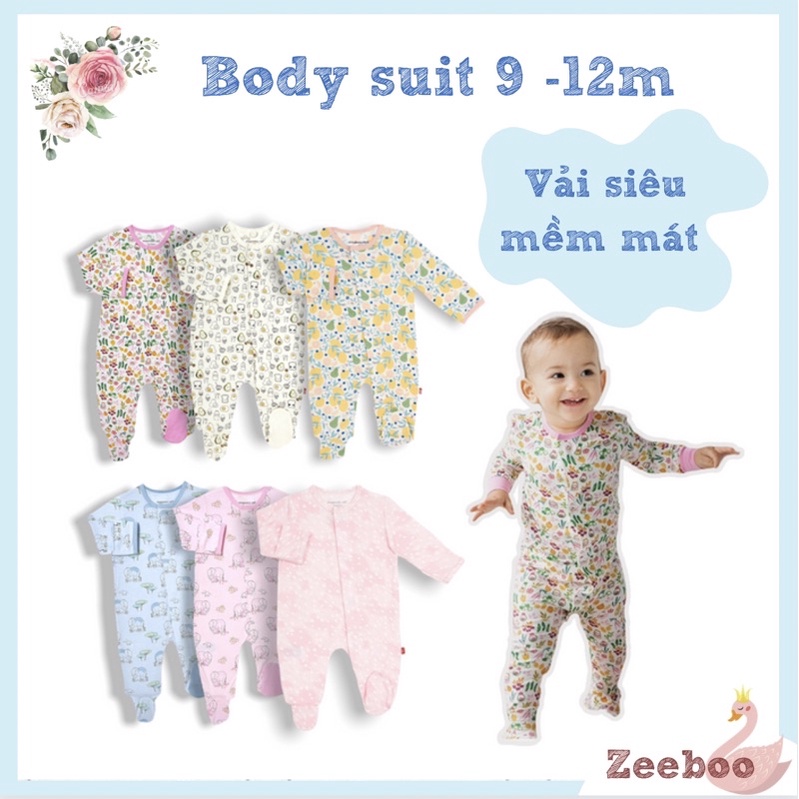 Sleep body suit vải cotton lạnh cho bé 9-12 tháng, hàng xuất dư, chất cực đẹp, mềm mát cho bé mặc mùa hè