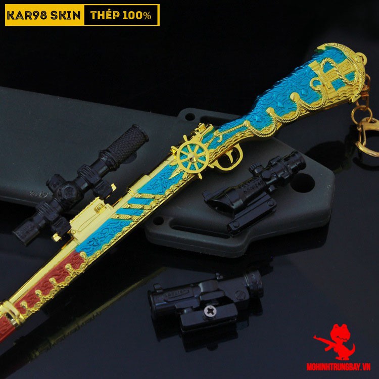 Mô Hình PUBG Kar98 Skin Hải Tặc Tặng Kèm 3 Scope Và Kệ Trưng Bày 19cm