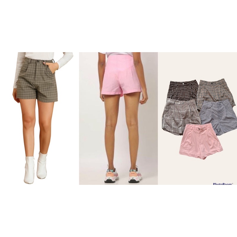 Quần Short Nữ Dáng Bermuda 1/2 Elastic Màu Sắc Phong Cách Hàn Quốc