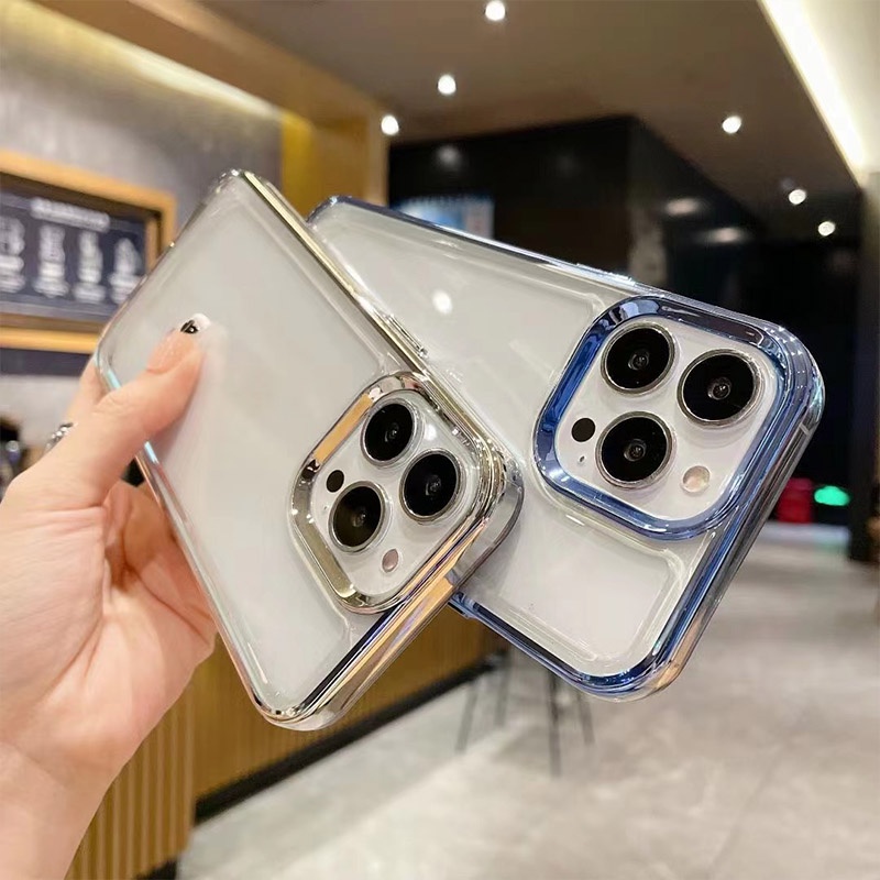 Ốp Điện Thoại Silicon Mềm Trong Suốt Mạ Viền Sang Trọng Dành Cho iPhone 13 12 11 Pro XR X Xs Max