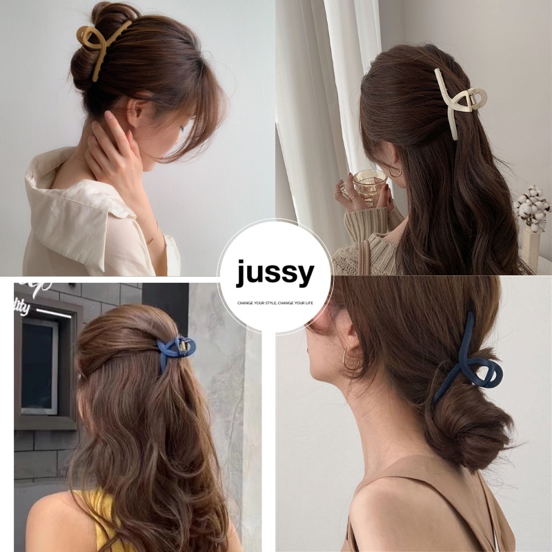 Kẹp Tóc Càng Cua Nhựa Loại Chéo Jussy Fashion Kiểu Kẹp Tóc Hàn Quốc Kích Thước 11cm Nhiều Màu Ngẫu Nhiên
