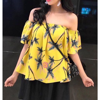 (Lựa Live) [HOT TREND] Áo hoa lá trễ vai