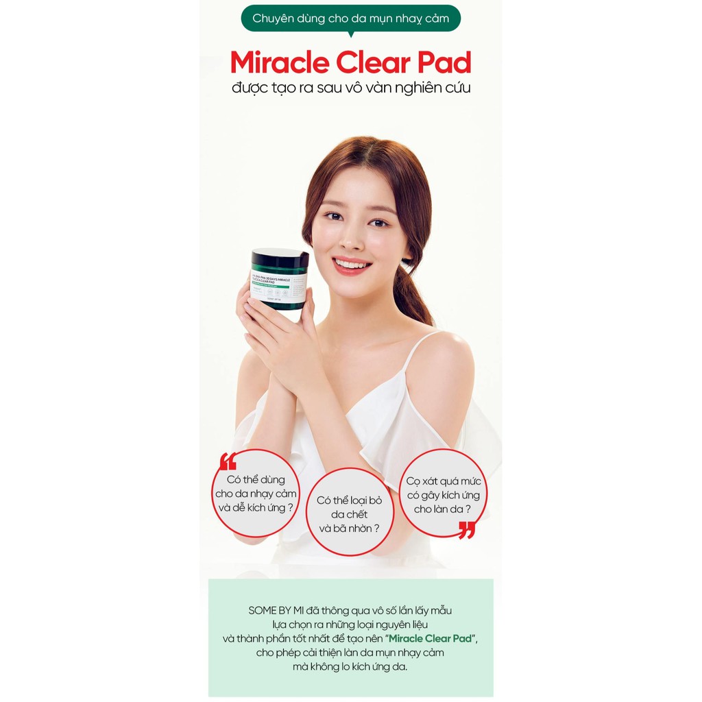 Miếng Pad Tẩy Da Chết Dịu Nhẹ Some By Mi AHA - BHA -PHA 30 Days Miracle Truecica Clear Pad 70 Miếng-Phân Phối Chính Hãng