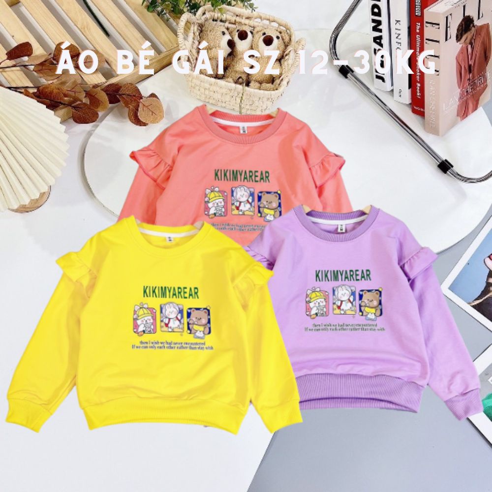 Áo cotton dài tay giữ nhiệt thu đông bé gái đi học đi chơi