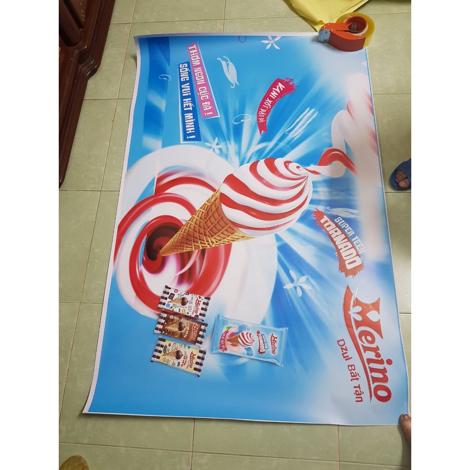 Miếng dán tủ đông - decal dán tủ kem mẫu kem merino tươi mát không thấm nước mẫu mã đa dạng, đầy đủ kích thước