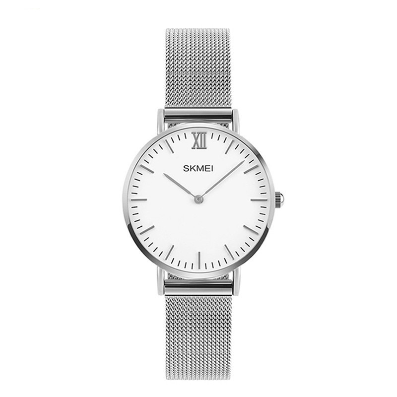 Đồng hồ Unisex SKMEI chính hãng dây thép lưới style tinh tế + Tặng hộp đồng hồ sang trọng (Đỏ hoặc đen)