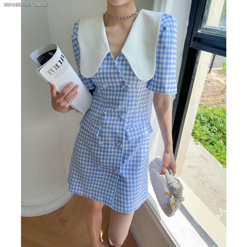 Đầm Ngắn Họa Tiết Kẻ Sọc Phong Cách Cổ Điển Thời Trang Mùa Hè Mới 2022 Dành Cho Nữ