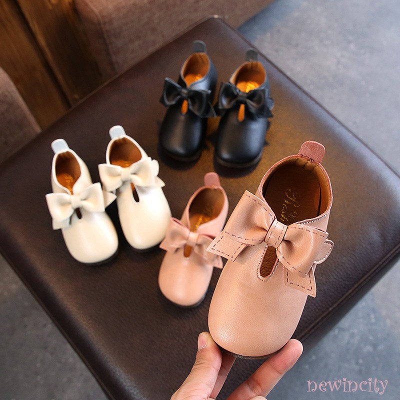 Giày búp bê đính nơ đế mềm chống trượt phong cách Hàn Quốc cho bé gái