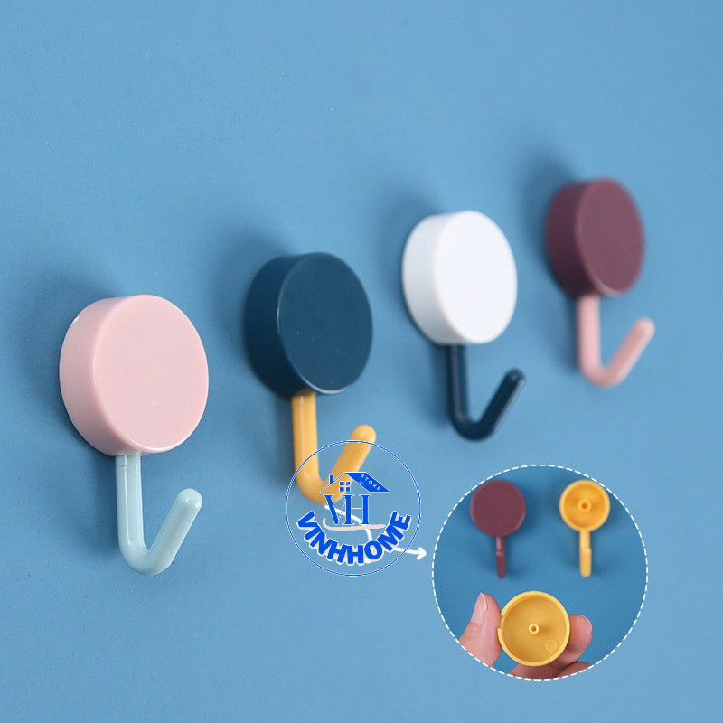 Móc Tròn Treo Đồ Dán Tường Đa Năng Trang Trí Nhà Nhiều Màu, móc dán tường mini chắc chắn chịu lực, màu sắc tươi tắn