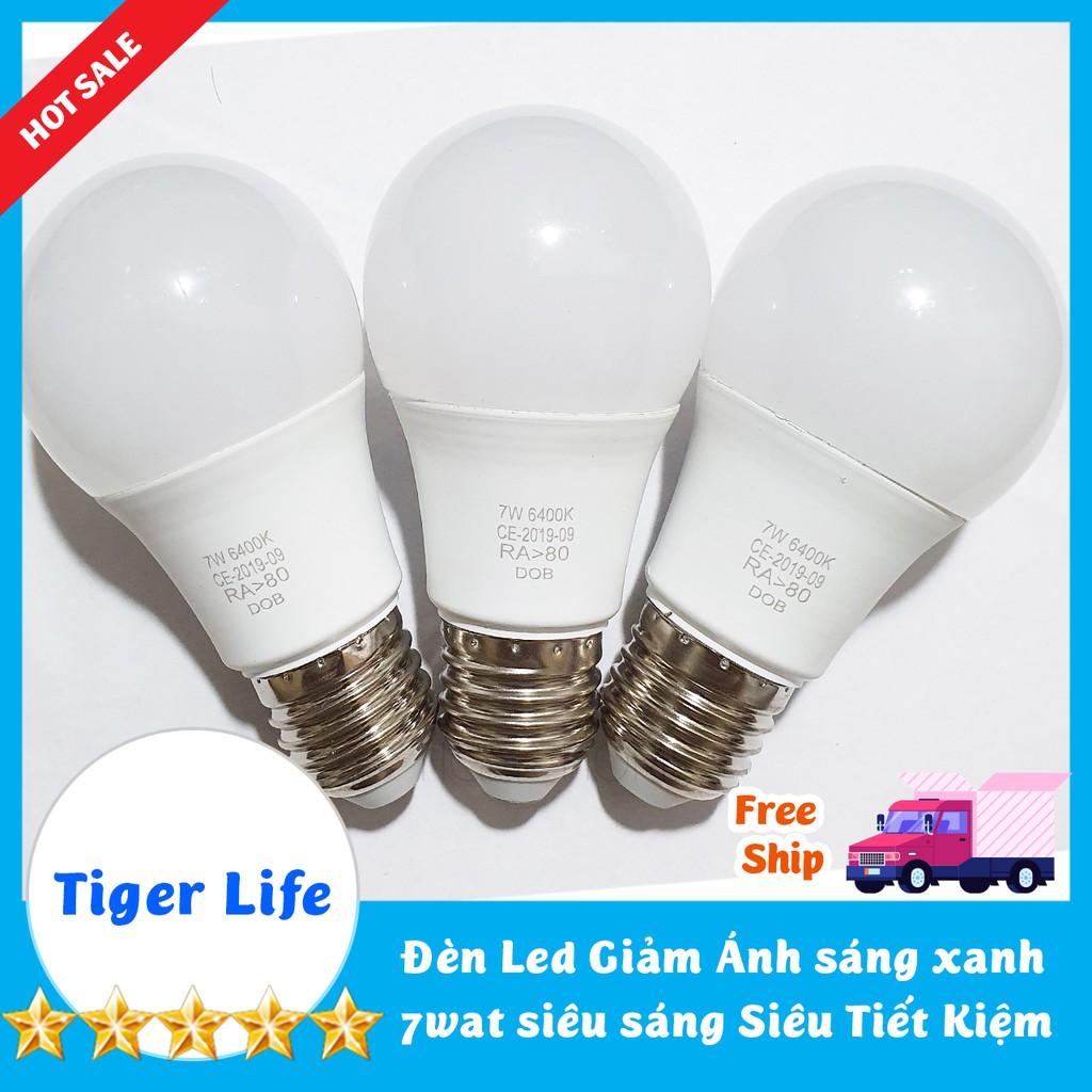 Combo 2 Bóng Đèn LED 7W E27 Siêu Sáng Và Tiết Kiệm Ánh sáng bằng 25 bóng đèn sợi đốt Công Nghệ Giảm ánh sáng xanh 6400K