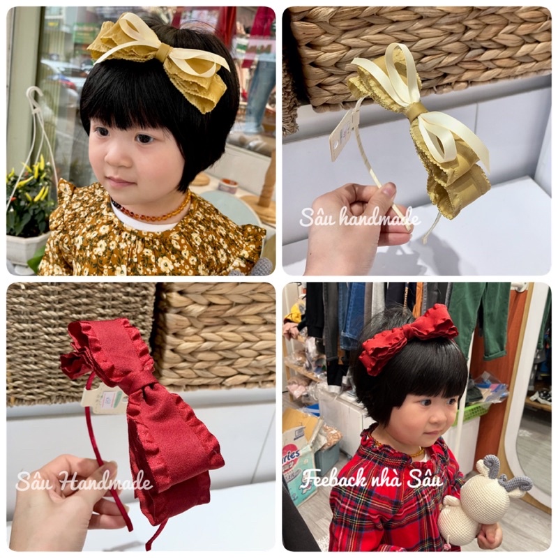 Bờm xước tóc nơ viền bèo handmade cho bé