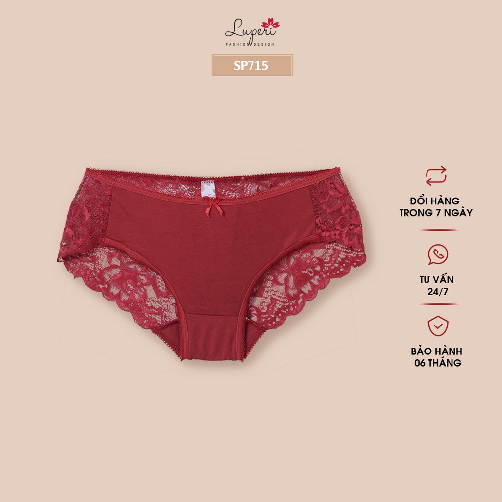 Quần Lót Cotton Nữ Phối Ren Mềm Mặt Sau Luperi Dáng Bikini Cạp Vừa Tôn Nâng Vòng 3 Quyến Rũ Sp715