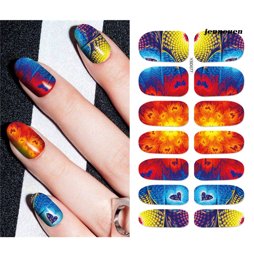 [Hàng mới về] Bộ 14 Nhãn Dán Móng Tay Trang Trí Nghệ Thuật Đẹp Mắt Quyến Rũ