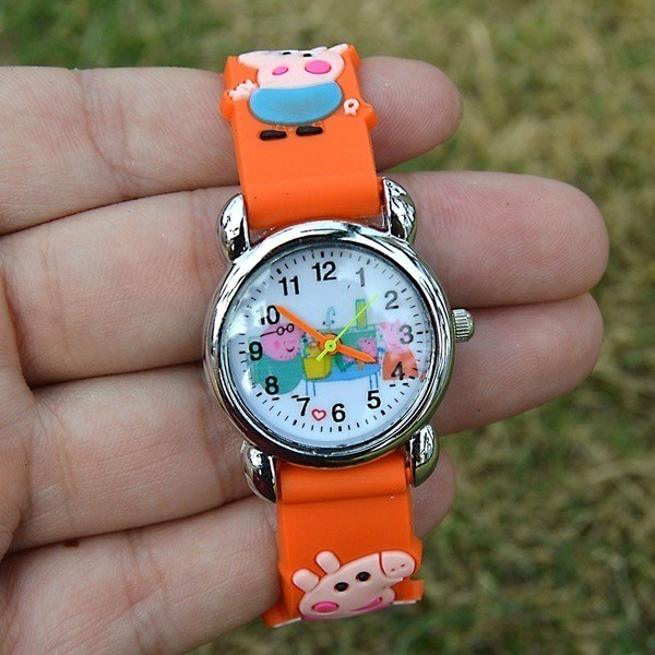 Đồng hồ đeo tay in họa tiết heo Peppa hoạt hình cho bé trai và bé gái