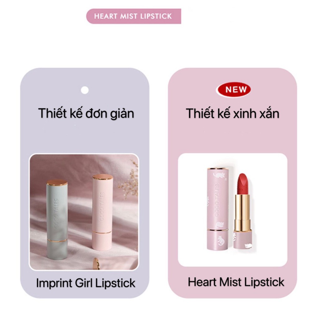 GOGO TALES - Son thỏi đào dạng lì mềm môi Imprint Girl Lipstick hot trend xinh xắn hot hit GOGO33 GOGO92