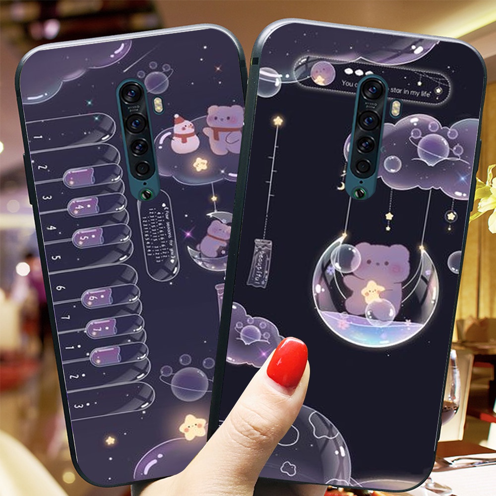 Ốp lưng điện thoại oppo reno 2 / reno 2f bộ gấu tím may mắn