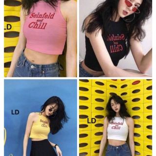 Áo thun 3 lỗ croptop in chữ chill hot hit