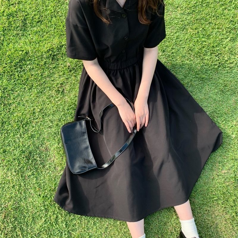  Đầm Tay Ngắn Cổ Vest Phong Cách Hàn Quốc | BigBuy360 - bigbuy360.vn