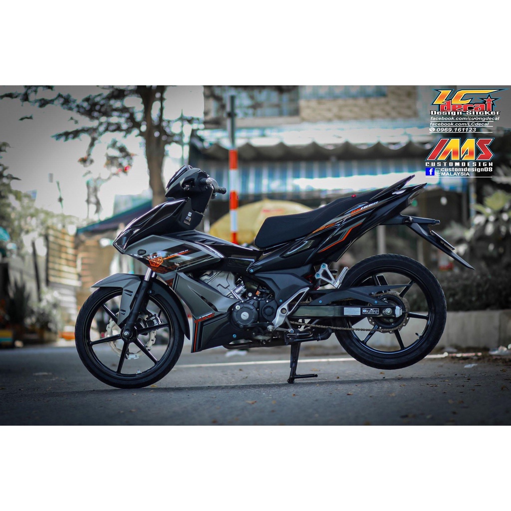 TEM RỜI mẫu RS150 mới nhất 2022 siêu hot cho Winner X xám cam đen - tem 3 lớp cao cấp