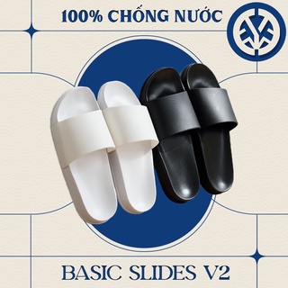 Dép Quai Ngang Đen/Trắng - Basic Slides V2