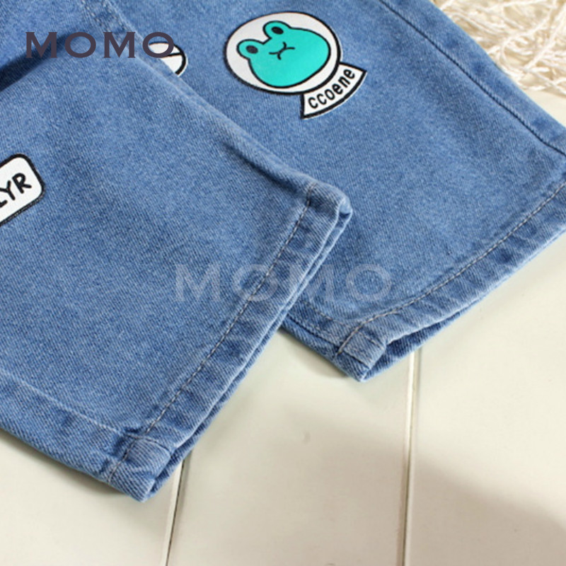 (2-8 Years Old) Children's Cartoon Printed Jeans Boys' Casual Mid-Length Pants Sports Style