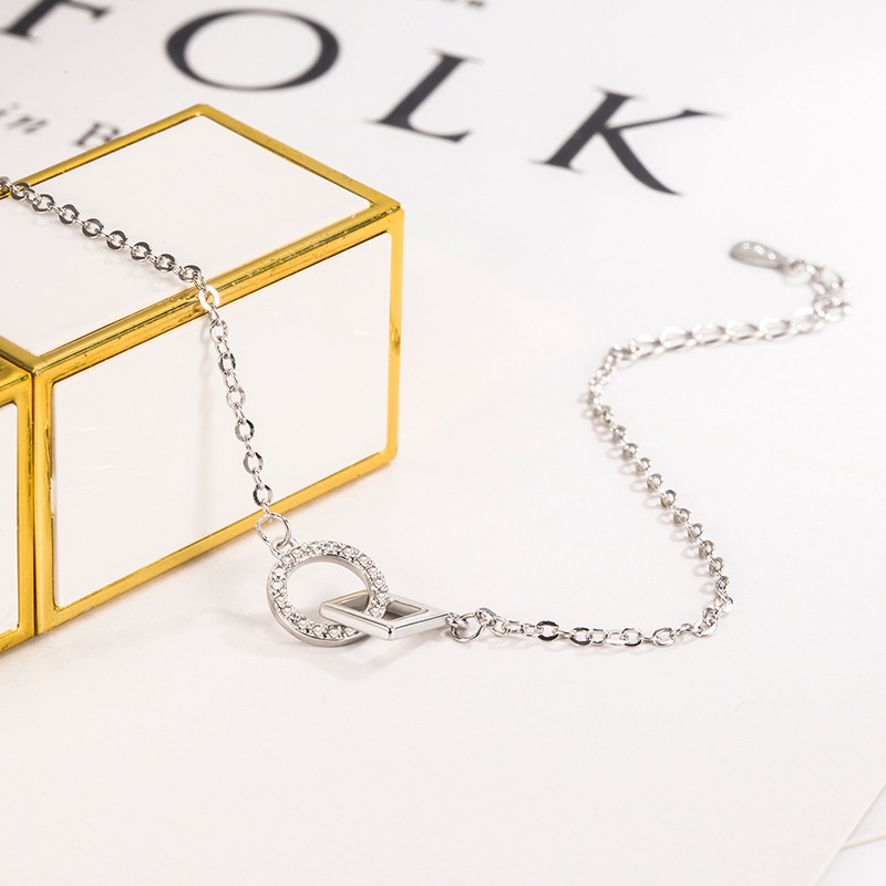 Vòng Đeo Tay Khóa Tròn Đính Kim Cương Đơn Giản Thời Trang Phong Cách Hàn Quốc