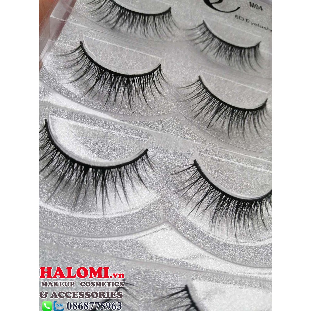 Mi giả tự nhiên 6D Mie 04 5 cặp cao cấp chính hãng HALOMI chuyên dùng cho makeup