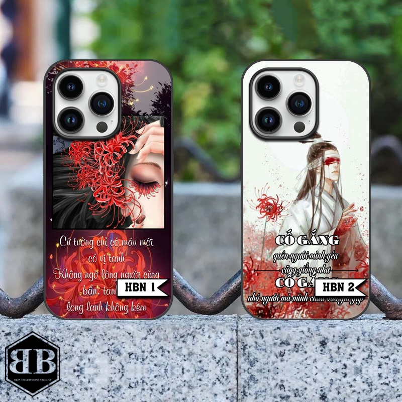 Ốp lưng kính cường lực Iphone 14 Pro / Iphone 14 Pro Max hoa bỉ ngạn