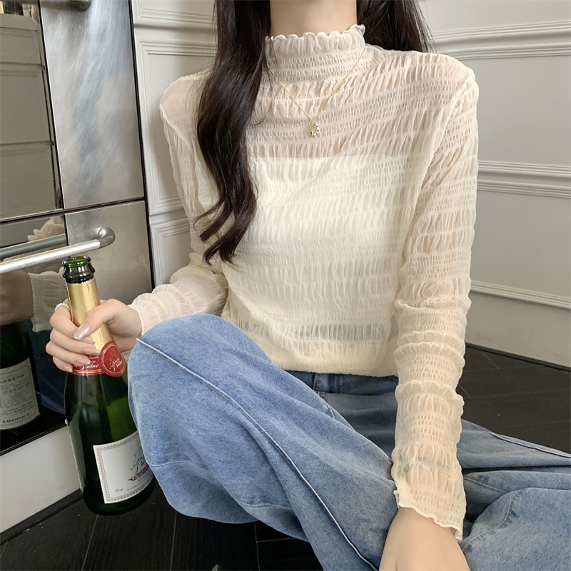 Áo Lưới Cổ Cao Thêu Hoa Tinh Tế Phong Cách Mới