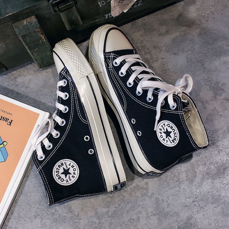 Giày Vải Canvas Cổ Cao Phong Cách Harajuku Hàn Quốc Mới Cho Nữ