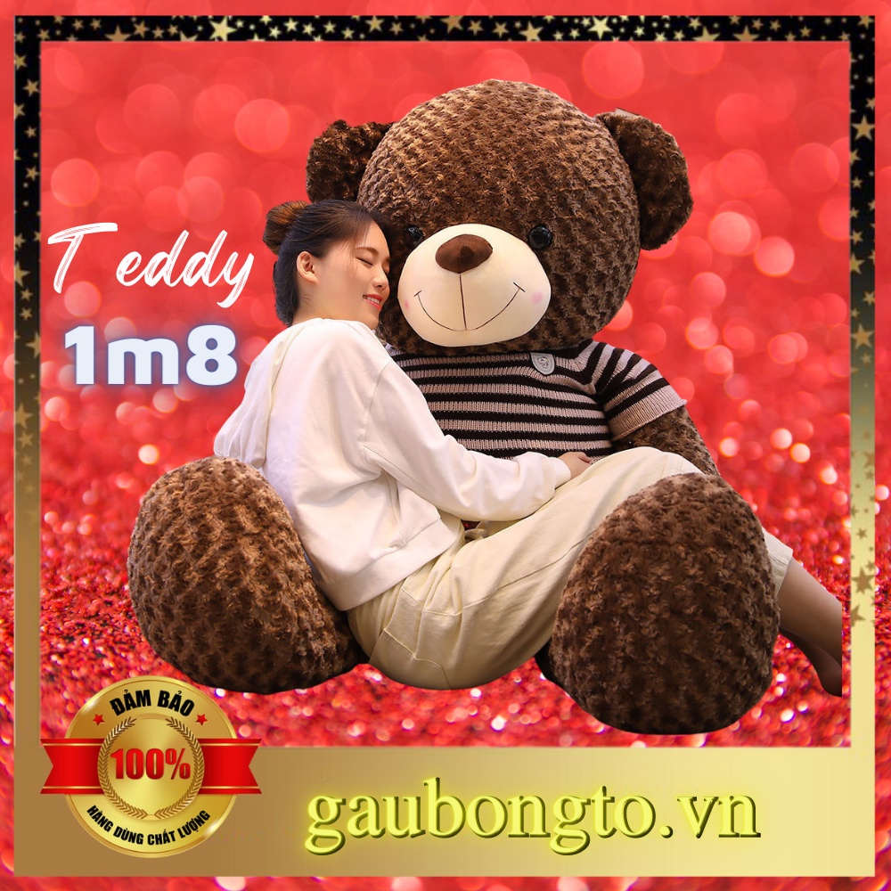 Gấu bông Teddy 1m8 Nhồi Bông Trắng Tinh 100% Gối ôm Teddy Hình Thú Làm Quà Tặng Siêu Đáng Yêu