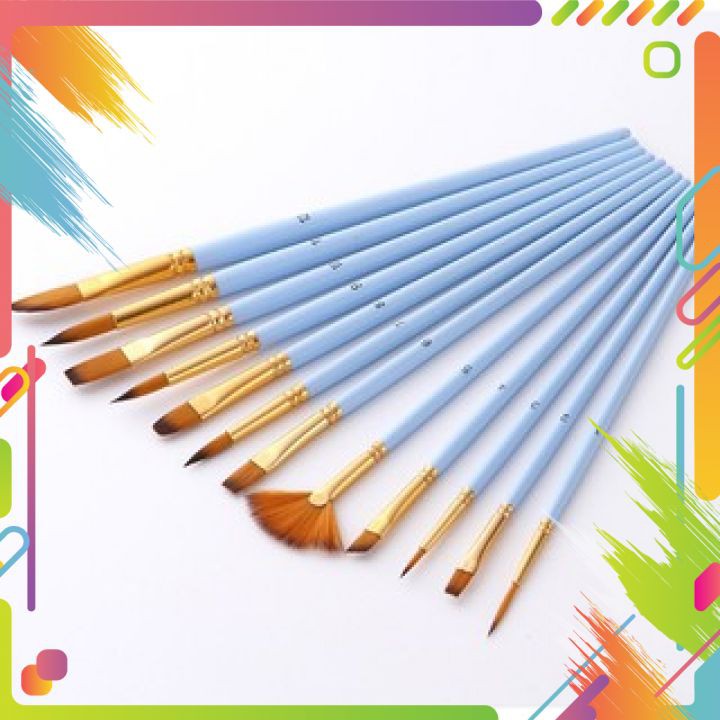 Bộ 12 Cây Cọ Vẽ Chuyên Dụng Cao Cấp Để Vẽ Tranh Sơn Dầu, Màu Nước, Màu Acrylic, Hóa Trang Chuyên Nghiệp