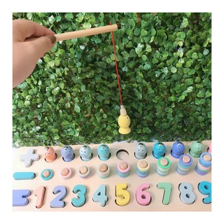 Bộ đồ chơi ghép số câu cá bằng gỗ