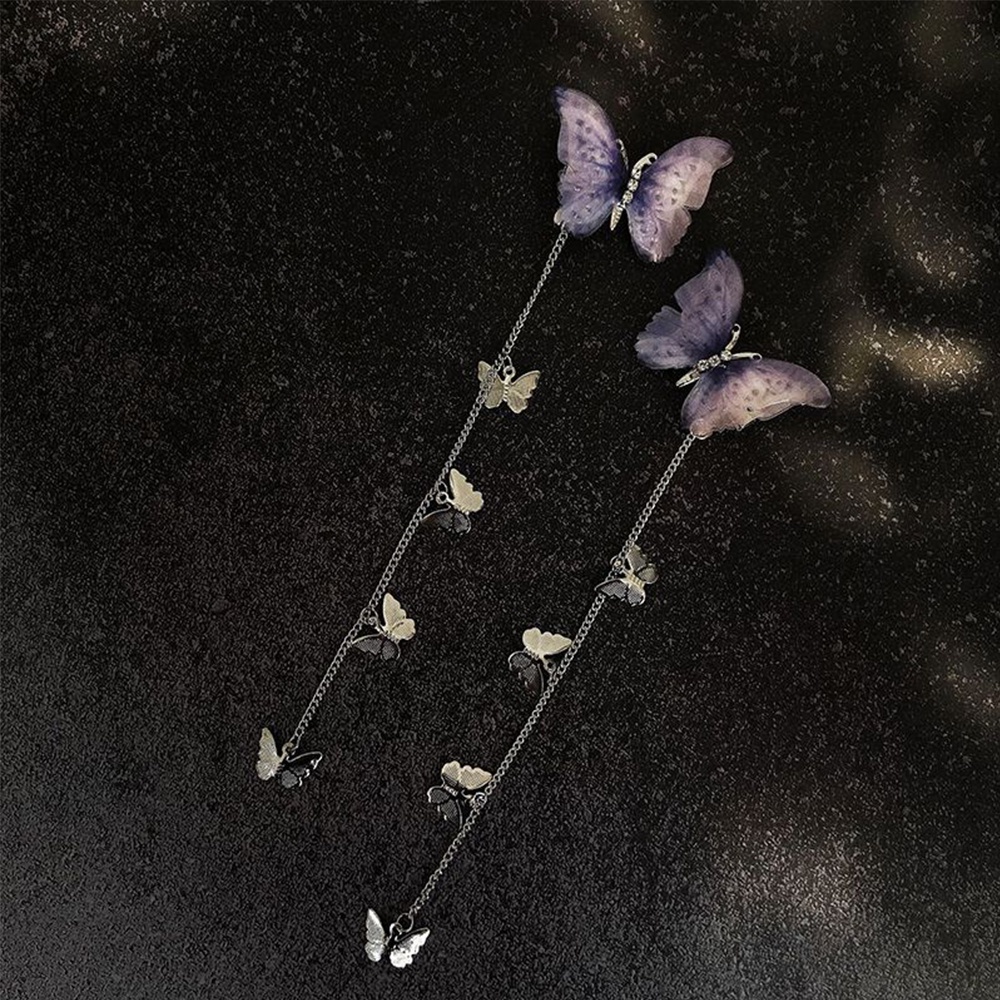 1 cặp kẹp tóc hình bươm bướm phối tua rua nhiều màu phong cách cổ điển cho bé gái