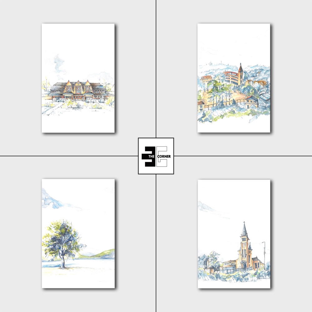Tranh canvas treo trường trang trí chủ đề Đà Lạt / Tranh khung gỗ decor phòng khách, phòng ngủ - DL