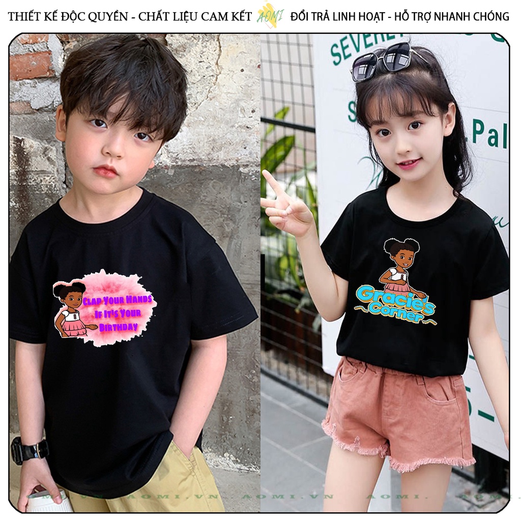 ÁO THUN Phonics Song - Gracie's Corner UNISEX PHÔNG ĐEN TAY NGẮN NAM NỮ GIA ĐÌNH CẶP ĐÔI SIZE TRẺ EM BÉ TRAI GÁI AOMIVN