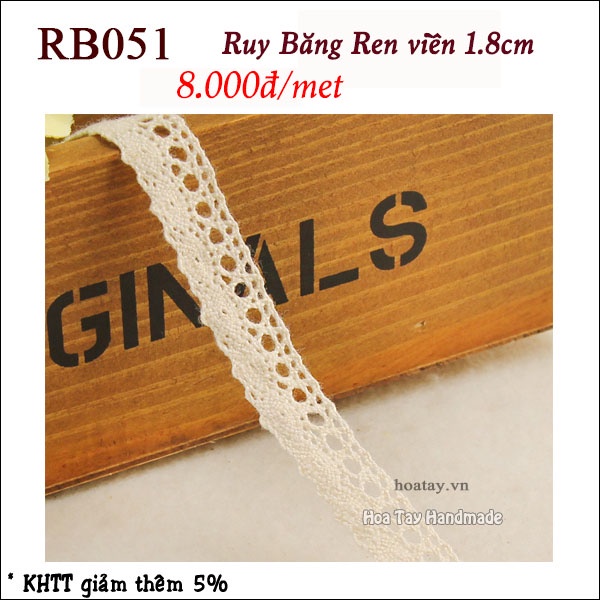 Ruy Băng Ren Vintage Kiểu Viền - bản 1.8cm RB051- Hoa Tay Handmade