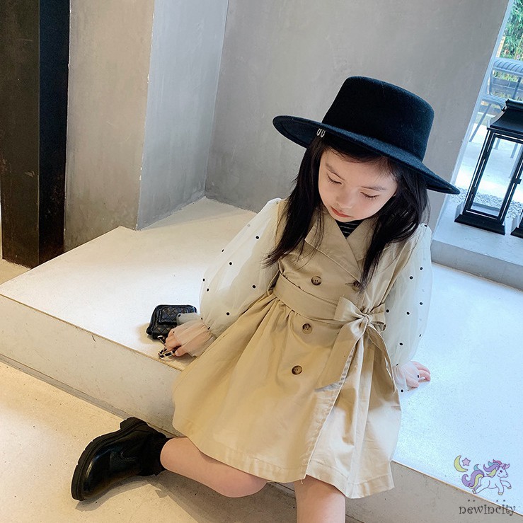 Đầm Dài Tay Họa Tiết Chấm Bi Cho Bé