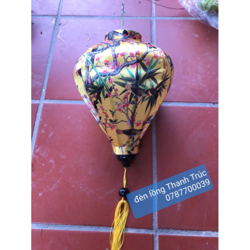 Đèn lồng Hội an trang trí vải phi Hoa 3D củ tỏi siêu xinh 30cm