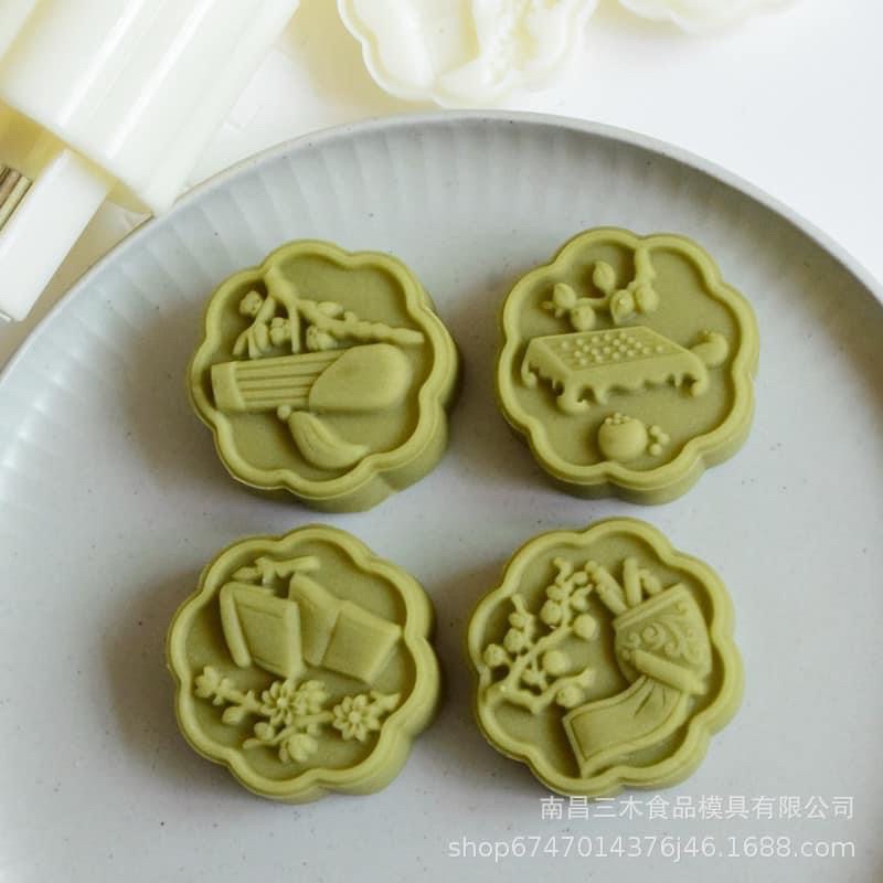 Khuôn trung thu lò xo 4 mặt 50g 2022 (M279)