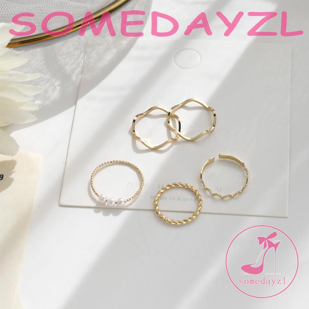 Bộ Nhẫn Tròn Thiết Kế Đơn Giản Cá Tính Cho Nữ
