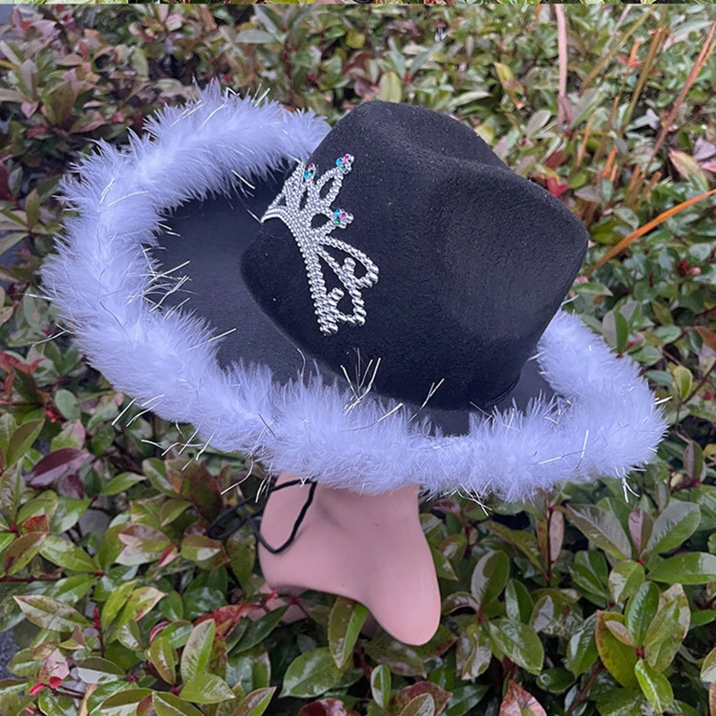 Mũ Fedora Rộng Vành Đính Lông Vũ Phong Cách Cao Bồi Thời Trang