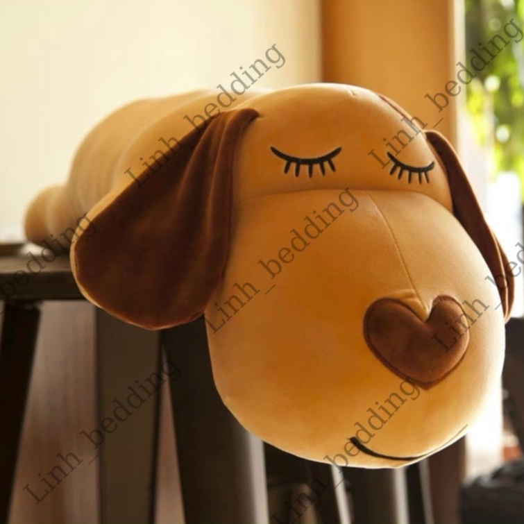Chó Bông Nằm Dài Mũi Tim - Gấu Bông Chó Gối ôm thú nhồi