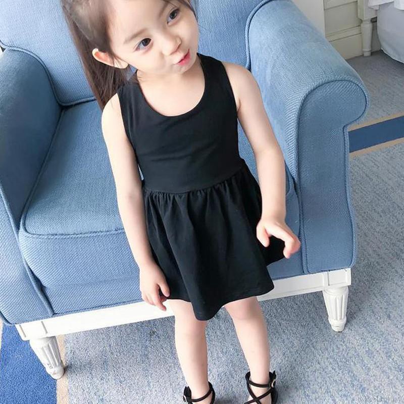 Đầm cotton sát nách hở lưng dễ thương cho bé gái