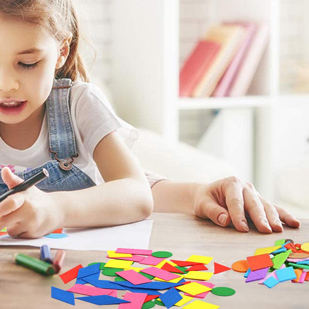 Set 150 Miếng Dán Xốp Tự Dính Hình Học Màu Sắc Ngẫu Nhiên Giáo Dục Cho Bé DIY
