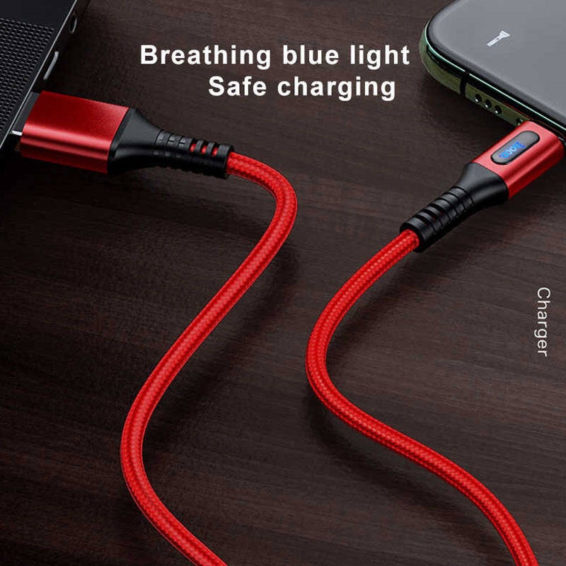 Dây Sạc TỰ NGẮT THÔNG MINH Hoco U79 - Cáp Sạc Hoco Dây Dù Tự Ngắt, Sạc Nhanh 2.4A Có Đèn Led Dài 1m2 - Bảo Hành 12T