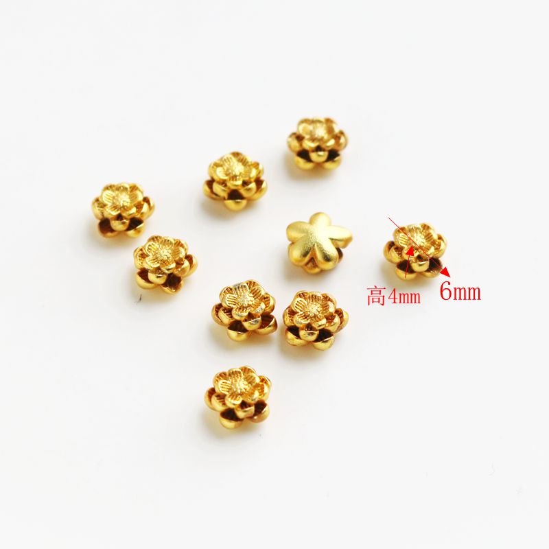 Bộ 10 Mặt Dây Chuyền Hình Hoa Sen Rỗng Màu Vàng 18K 6mm diy