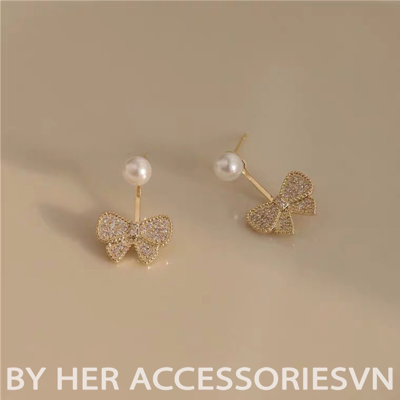 Bông tai, Khuyên tai Nơ điểm hạt trai thanh lịch, Her Accessories H77