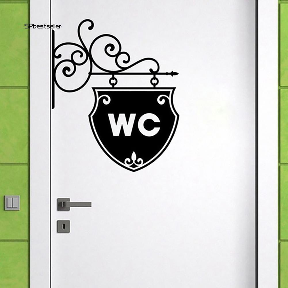 Miếng dán trang trí cửa có chữ WC chất liệu PVC kích thước 20x25cm